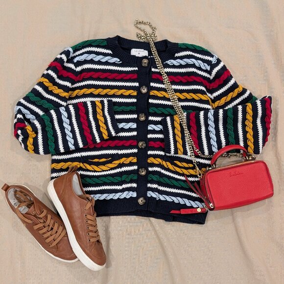 La Ligne x Target Multicolor Textured Striped Cardigan Sweater - Women's sz M - Picture 1 of 6